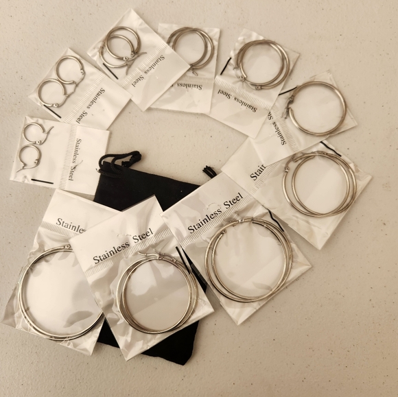 NWOT Hoop Earrings Set of 10 - Picture 2 of 5